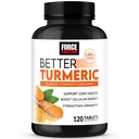 FORCE FACTOR Betere Kurkuma Curcumine 1600mg met zwarte peper & gember, klinische sterkte gezamenlijke ondersteuning Supplement, superior Absorptie, 120 tabletten