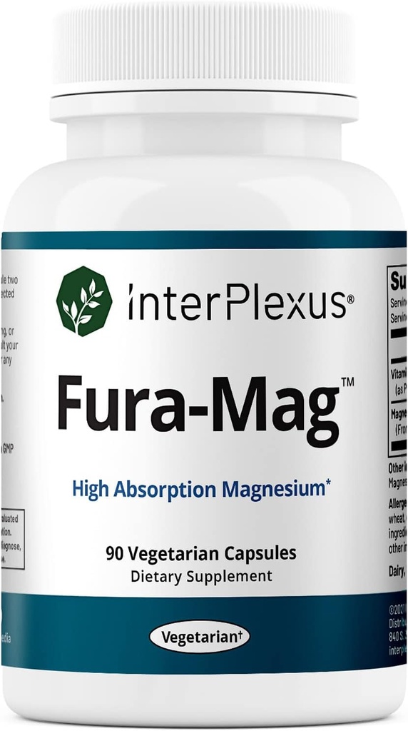 InterPlexus Fura-Mag - Zeer Biobeschikbaar Magnesium met Vitamine B6 - Glutenvrij, Zuivelvrij, Sojavrij - 90 Capsules (90 porties)