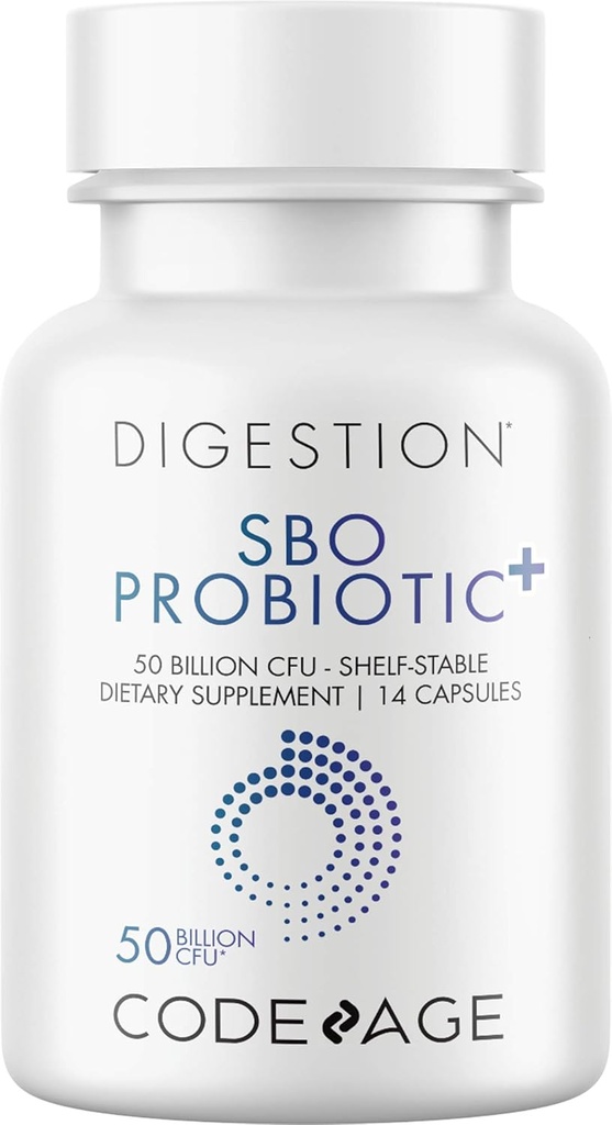 Codeage SBO Probiotica 50 Miljard CFUs, Multi Strain Bodemgebaseerde Organismen, Travel Shelf Stable Probiotic Supplement, Organic Fermented Botanical Blend & Prebiotic, 7-Day Formula, 14 Capsules