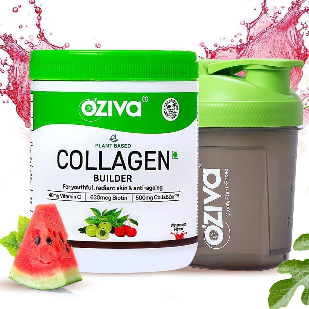 OZiva Vegan Collageen (Watermeloen) met Biotine & Vitamine C voor een heldere en jeugdige huid 