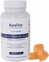 KeraFiber Vitamines capillaires professionnelles Plus Gommies - Suppléments de croissance capillaire Biotine - Vitamines capillaires véganes au zinc, Vitamines A, C, D, E, B6, B12 - Soutient la croissance capillaire, la peau et les ongles - 60 Compte