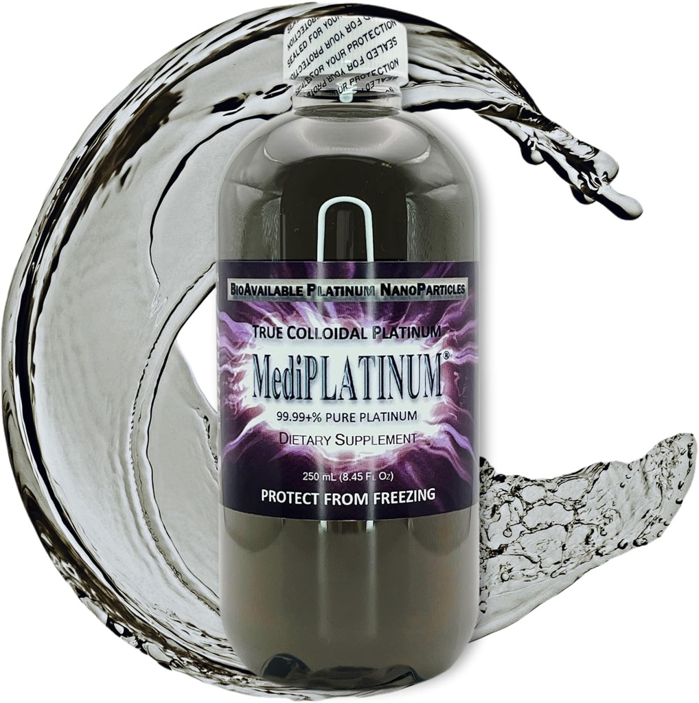 MediPLATINUM True Colloïdaal Platina Dieetsupplement - 250 ml (8,45 Fl Oz) in heldere BPA-vrije plastic fles