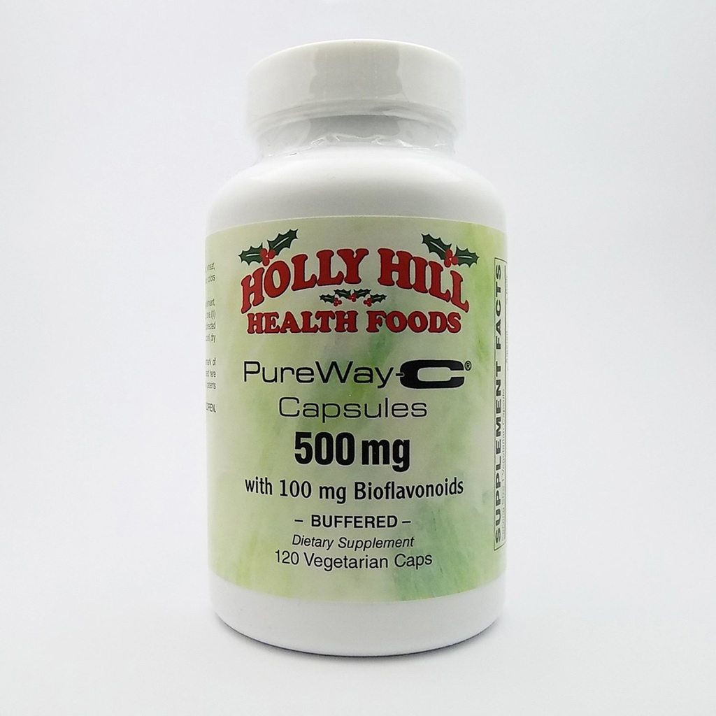 Holly Hill Health Foods, PureWay-C 500 MG met 100 MG Bioflavonoïden, gebufferd, 120 Vegetarische Capsules