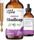 Teinture d'herbe de crâne sauvage et biologique - Supplément de crâne pour le soutien de l'humeur - gouttes d'extrait liquide relaxante - Vegan, sucre et sans alcool - 4 fl oz
