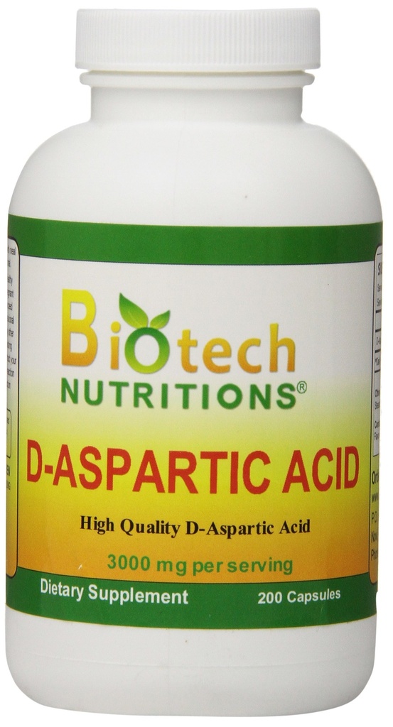 Supplément diététique D-acide aspartique, 3000 mg, 200 Nombre