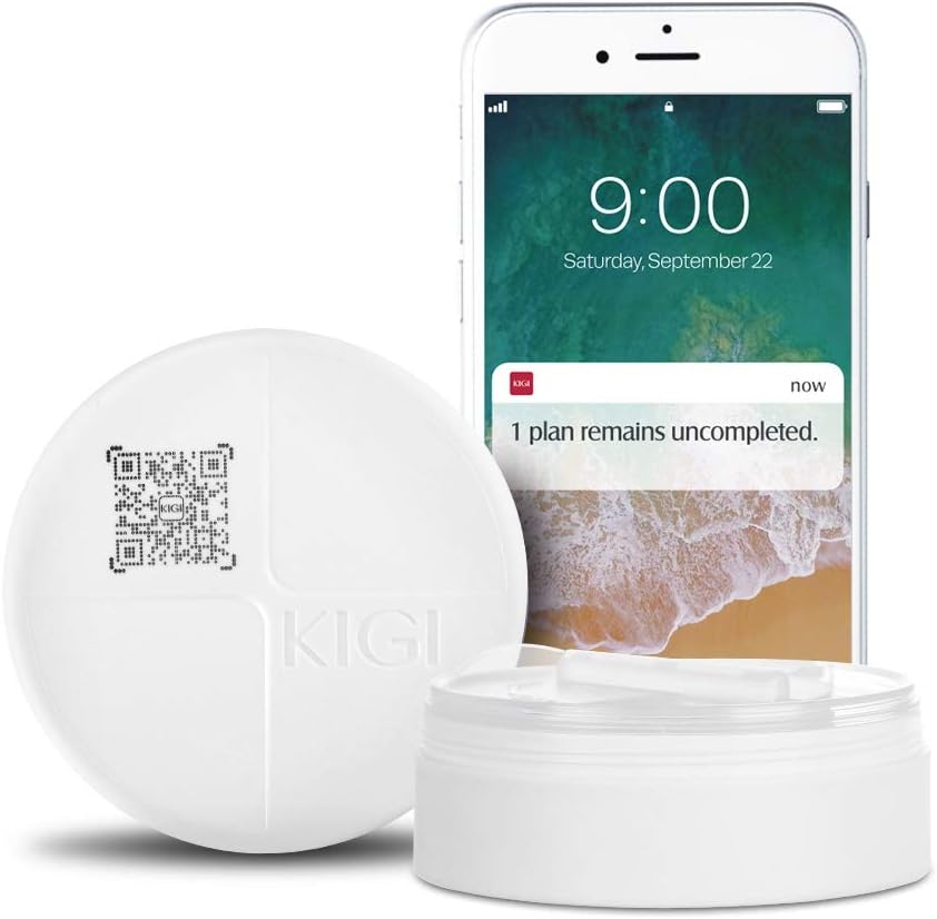 Round Pill Organizer For Purse, Kigi Portable Pill Box Moisture-Proof Medicine Organizer Travel Pill Container for Purse Daily Pill Storage Dispenser Small Pill Case with Reminder(White 3.1 * 1.3Inch)