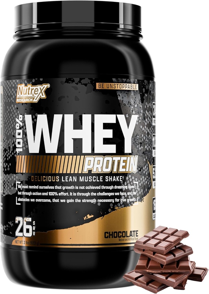 Nutrex Research Chocolate Whey Protein Powder | 100% Whey Protein Supplement | Enhanced Muscle Builder & Recovery Protein with Digestive Enzymes for Men & Women - 25g Protein (Chocolate, 2 Pound)