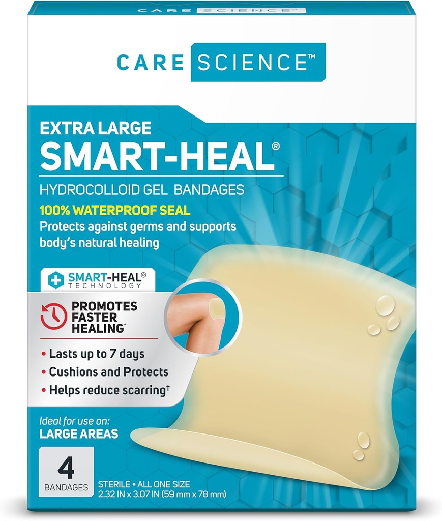 Care Science Smart Heal Hydrocolloïde, groot, 2,3 in x 3 in, 4CT 