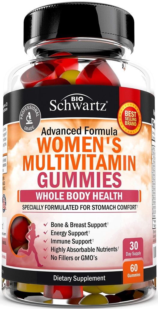 Multivitamines pour femmes avec vitamine A C B6 B12 D & E Vitamines pour immunosupport - Multivitamines pour les femmes pour la peau du sein osseux articulaire et supplément énergétique diététique, Berry Flavor mixte, 60 Ct