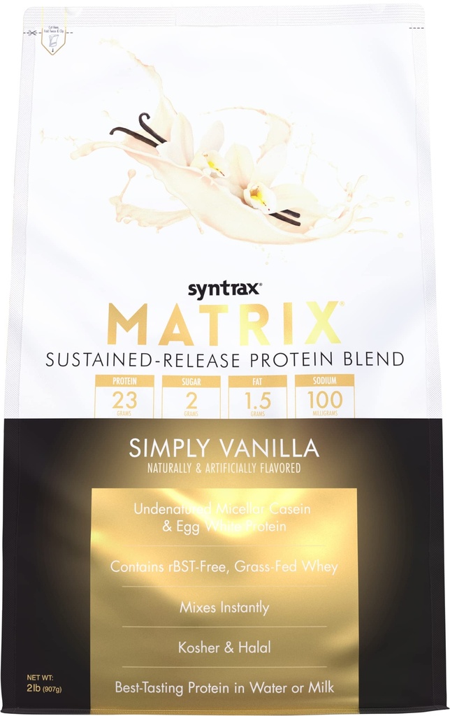Syntrax Nutrition Matrix - Sustained-Release Protein Blend, Simply Vanilla 2 lbs.