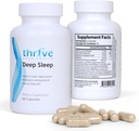 Thrive Bon sommeil profond - Supplément sommeil avec carbonate de calcium, vitamine B6, Magnésium - Formule d'aide au sommeil avec Mélatonine, L-Tryptophane, 5-HTP, Inositol, Extraits de plantes naturelles - 60 Capsules de Veggie