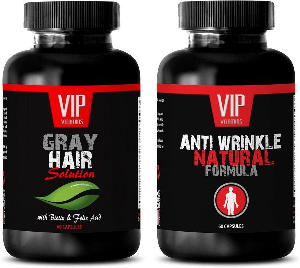 Anti-Aging Essential - Gray Hair Solution Anti rimpelformule - Saw Palmetto Natural - 2 flessen (60 capsules + 60 capsules)