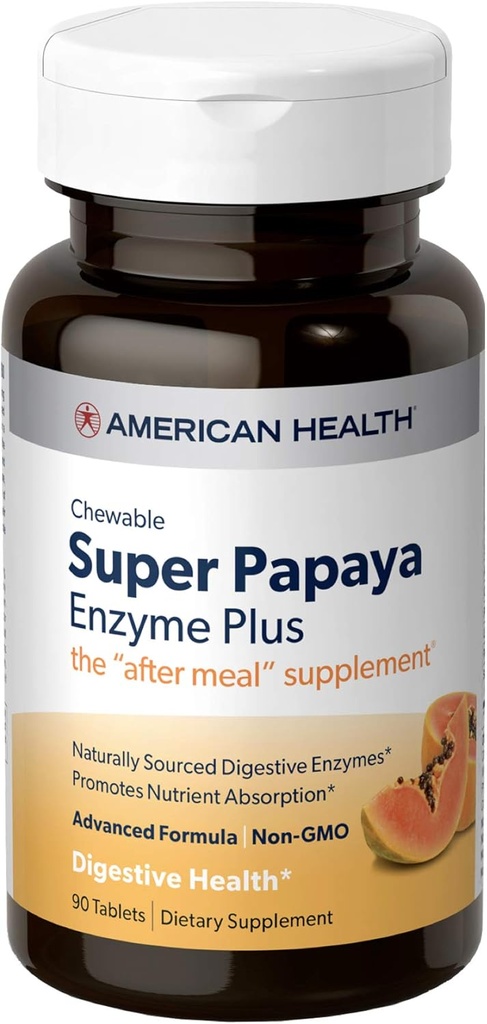 Amerikaanse gezondheid Super Papaya Enzyme Plus 90 Chwbls