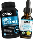 Supplément de soutien au nettoyage pulmonaire Pilules et gouttes - Suppléments pour la santé respiratoire biologique Pilules à base de plantes Lung Cleanse, Mullein - Détox à base de plantes pour les poumons et le mucus Bronchial Santé Mullein