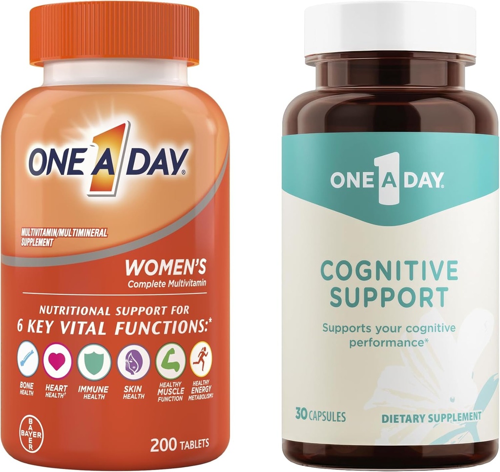 Bundel van één dag Multivitamine voor vrouwen 200 telling en één dag Cognitieve supplement, 30 capsules