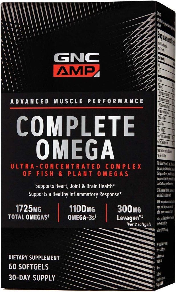 GNC AMP Complete Omega, ondersteunt hart, Joint, Brain Health, 60 Tellen