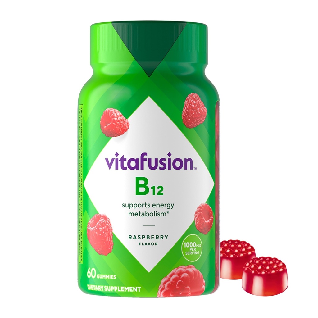 Vitafusion B12 Gummy Vitaminen, Delicious Raspberry Smaak, 60ct (30 Day Supply)