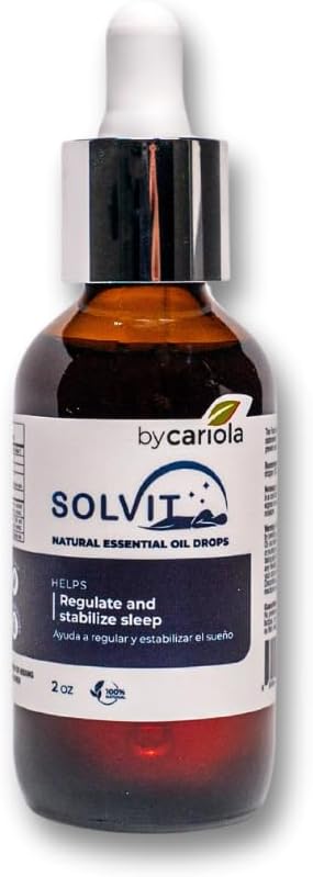 Solvit - Bevordert rust en rust in de nacht - Ontspannen en kalme geest - Melatonine - Passiebloem - Valeriaanwortel - kamille - Oliedruppels 2 oz