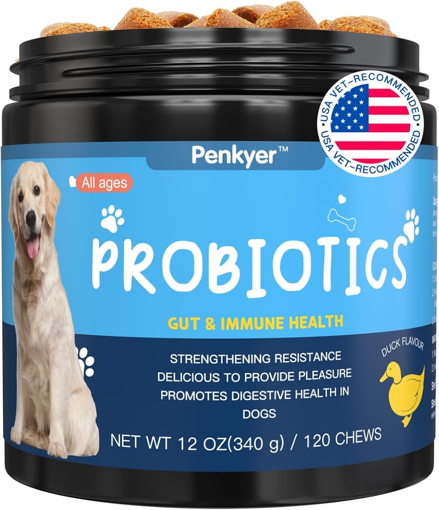 Probiotica voor honden, Honden Probiotica Kauwen voor Gut Immunity Health Gist Itchy Skin Ears Puppy Probioticos Discompensative Enzymes met Prebiotica Kauwbare verminderen diarree Gas Allergieën