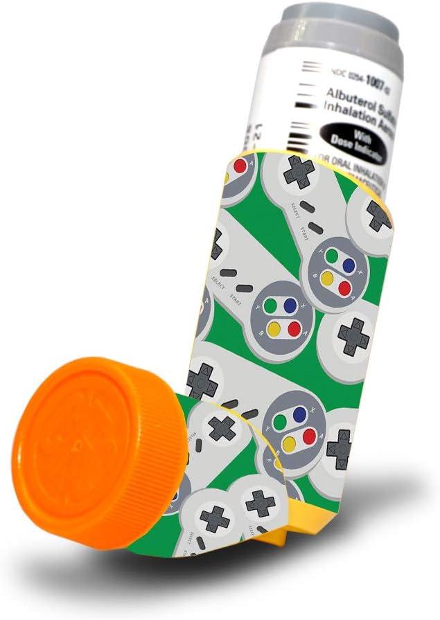 MightySkins Skin for Proventil HFA Asthma Inhaler - Retro Controllers 3 | Protective, Durable, and Unique Vinyl Decal wrap Cover | Easy to Apply, Remove, and Change Styles | Made in The USA