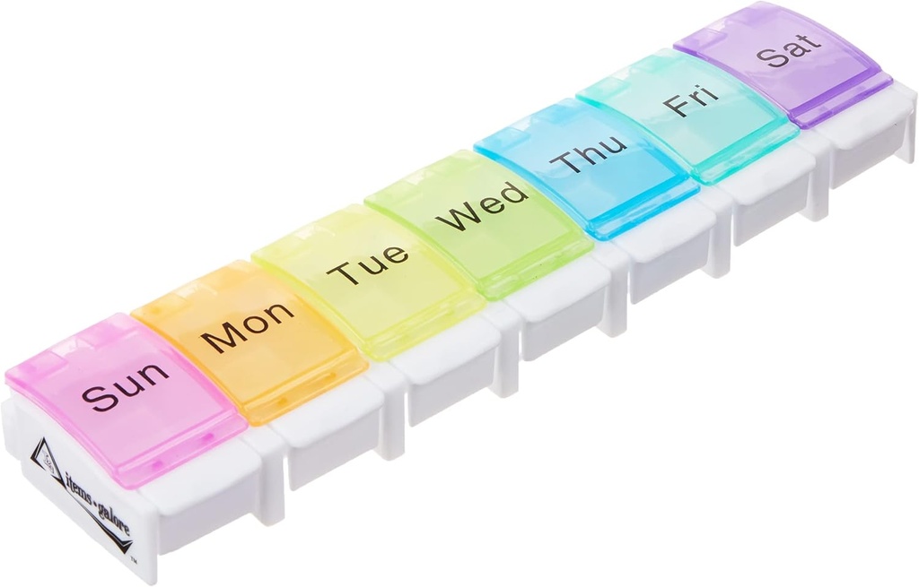 7-dagen pil Weekly pil Organizer met lente Open Design en grote afdelingen om medicijnen, vitamines en supplementen te houden. Artritis & Reizen vriendelijk en BPA vrij