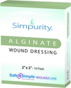 Calciumalginaat Wonddressing 2" x 2" -Simpurity- Individuele Dikke Pads Antimicrobieel Alginaat Dressing Fiber Padding Medical Wound Care Producten voor Bed Sore-Pressure Sore-Leg Ulcer-Diabetic Foot