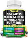 Wixar Sea Moss 3000mg Black Seed Oil 2000mg Ashwagandha 1000mg Kurkuma 1000mg Bladderwrak 1000mg Burdock 1000mg & Vitamin C & D3 met Vlierberry Dandelion Yellow Dock Chlorofyl ACV - 90 Capsules