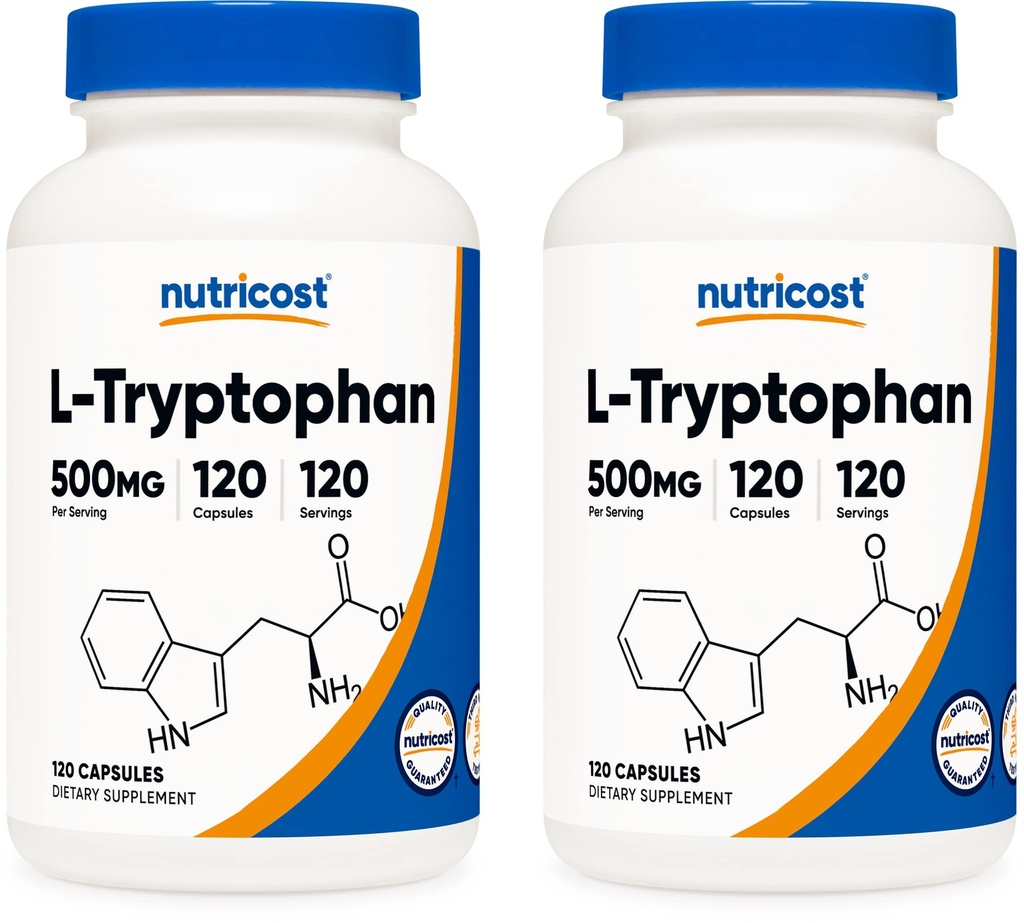 Nutricost L-Tryptofaan 500mg, 120 capsules (2 flessen)