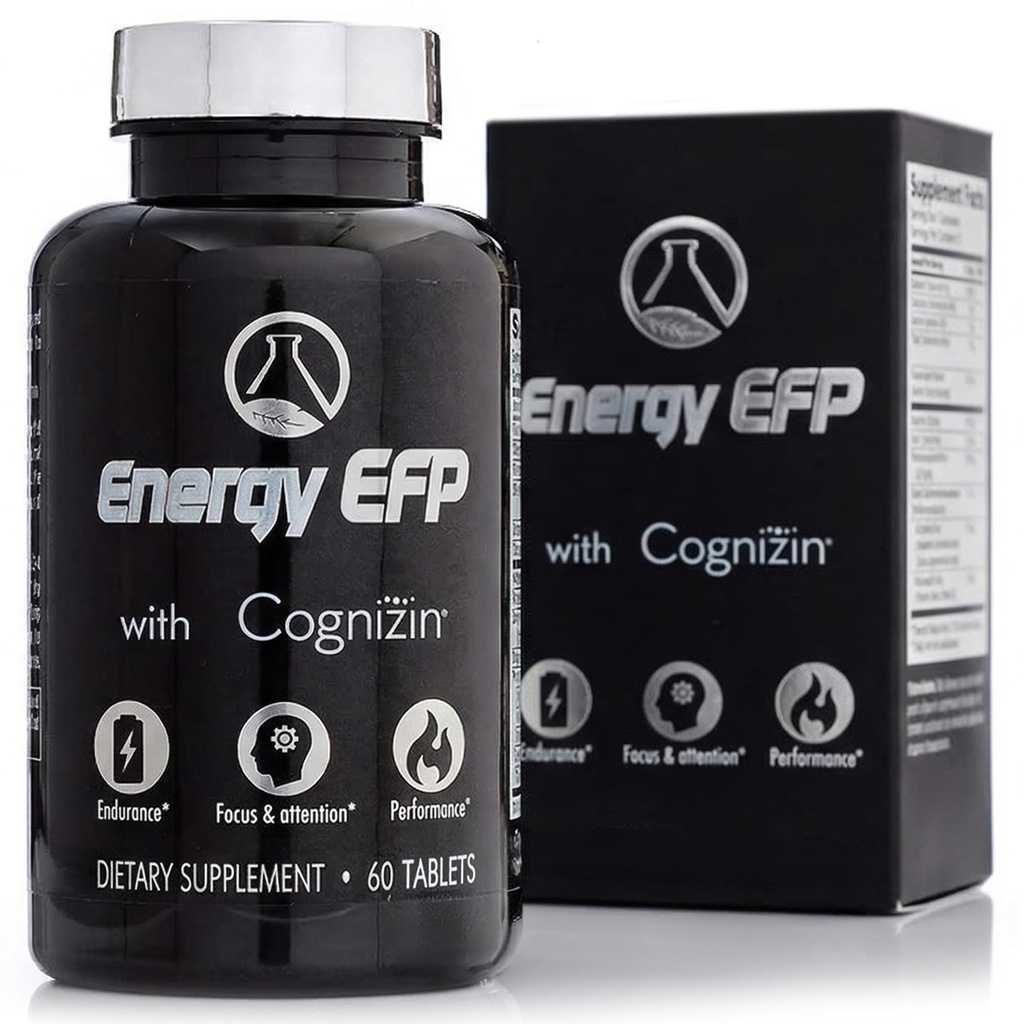 Energie EFP Brain Booster - 60Ct Nootropic Energy Supplements for Focus & Stamina with Citicoline, Vitamine B, Ashwagandha, L-Theanine, Ginseng
