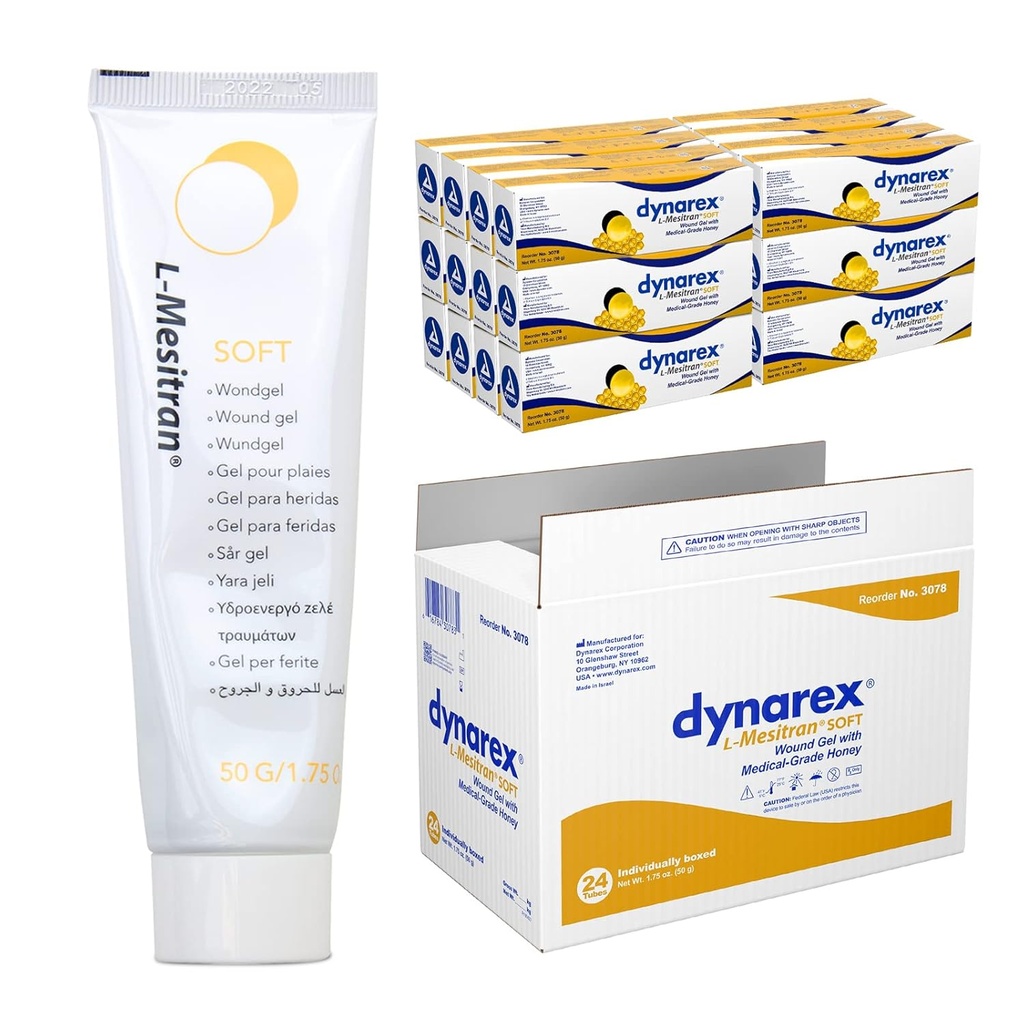 Dynarex Honey L-mesitran Soft Wound Healing Gel met Medical Grade Honing, 1,75 Ounces, 24 Tellen