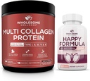 Geheel Wellness Multi Collageen Proteïne Poeder Gehydrolyseerd (Type I II III V X) Gelukkige Formule Natuurlijke Stress Formule Relief Supplement Bundle