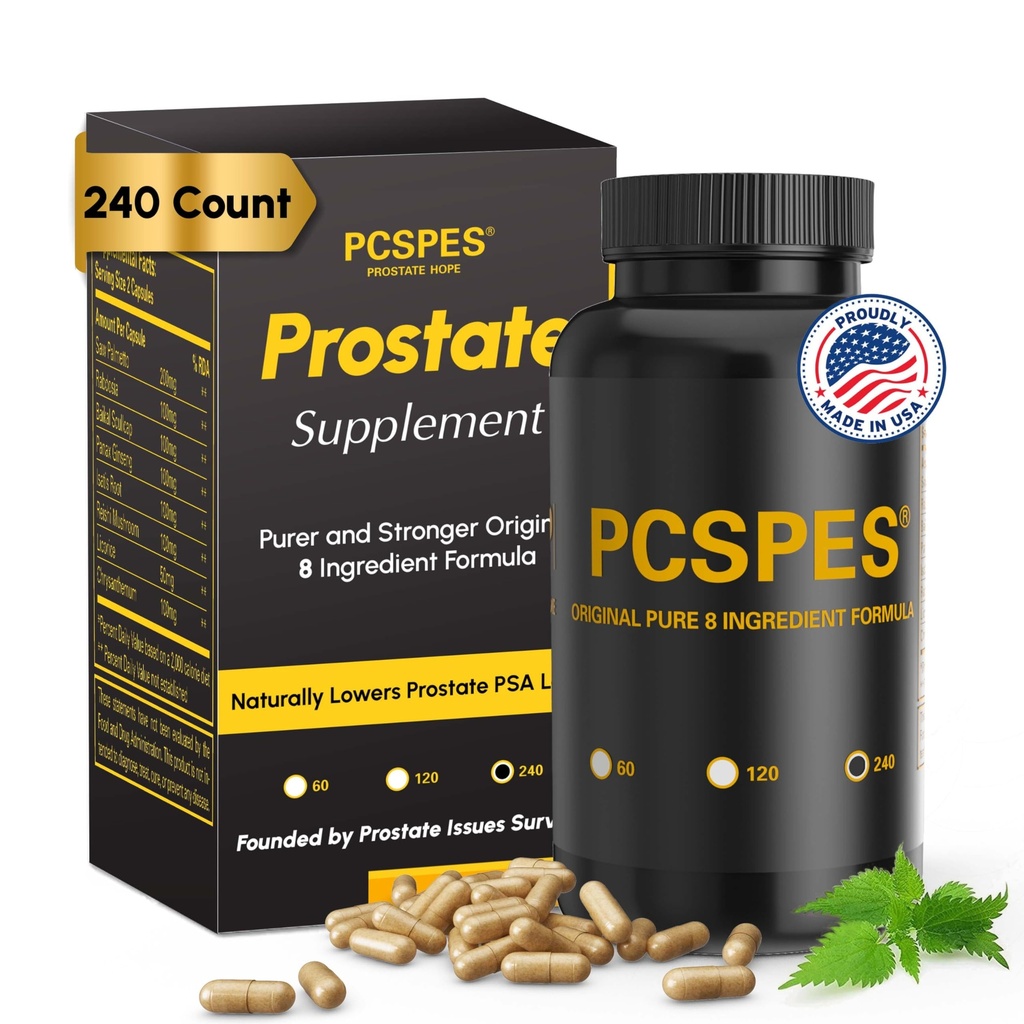 Prostaat Gezondheid Supplementen voor mannen voor mannen - Lager PSA niveaus Natuurlijk met Saw Palmetto & 7 Pure Kruiden - Prostaat gezondheid ondersteuning - Vermindert frequente urine 240 Tel.