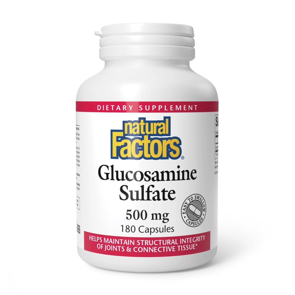 Natuurlijke factoren, Glucosaminesulfaat, ondersteunt gezonde gezamenlijke mobiliteit, cartilage en connectief weefsel, 180 capsules