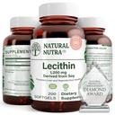 Natuurlijke Nutra Soy Lecithin 1200 mg Dieetsupplement - Hersenfunctie, Lever Gezondheid, Verbeter Procreant Health, Boosting Supplement - Glutenvrij, BPA-vrij, 200 Softgels in Recyclebare glazen flessen