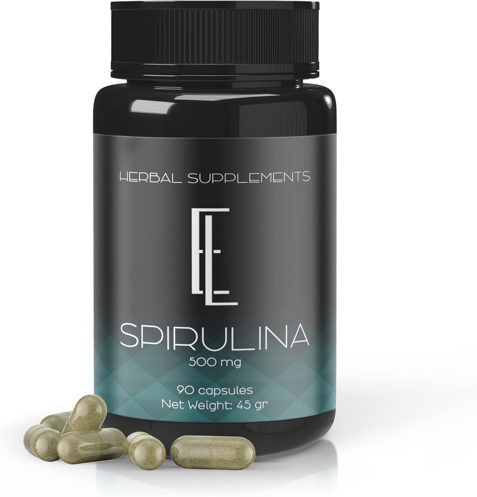 Enchanted Living Spirulina Capsules - 90 x 500 mg, High-Potency Plant Based Superfood, Supplementen, Non-GMO Plantaardige Cellulose Vegan Friendly Capsules