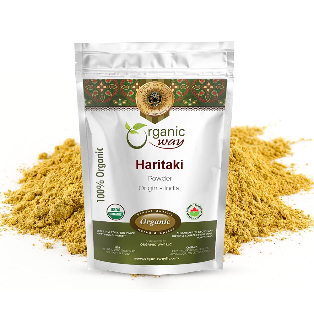 Bio Way Premium Qualité Poudre Haritaki (Terminalia Chebula) - Bio & Certifié Casher.