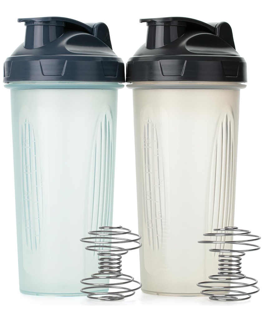 Mr. Pen- Shaker flessen voor eiwitmixen, 28 oz, 2 Pack, Heldere, eiwit Shaker fles met Wire Whisk Ball, Blender fles