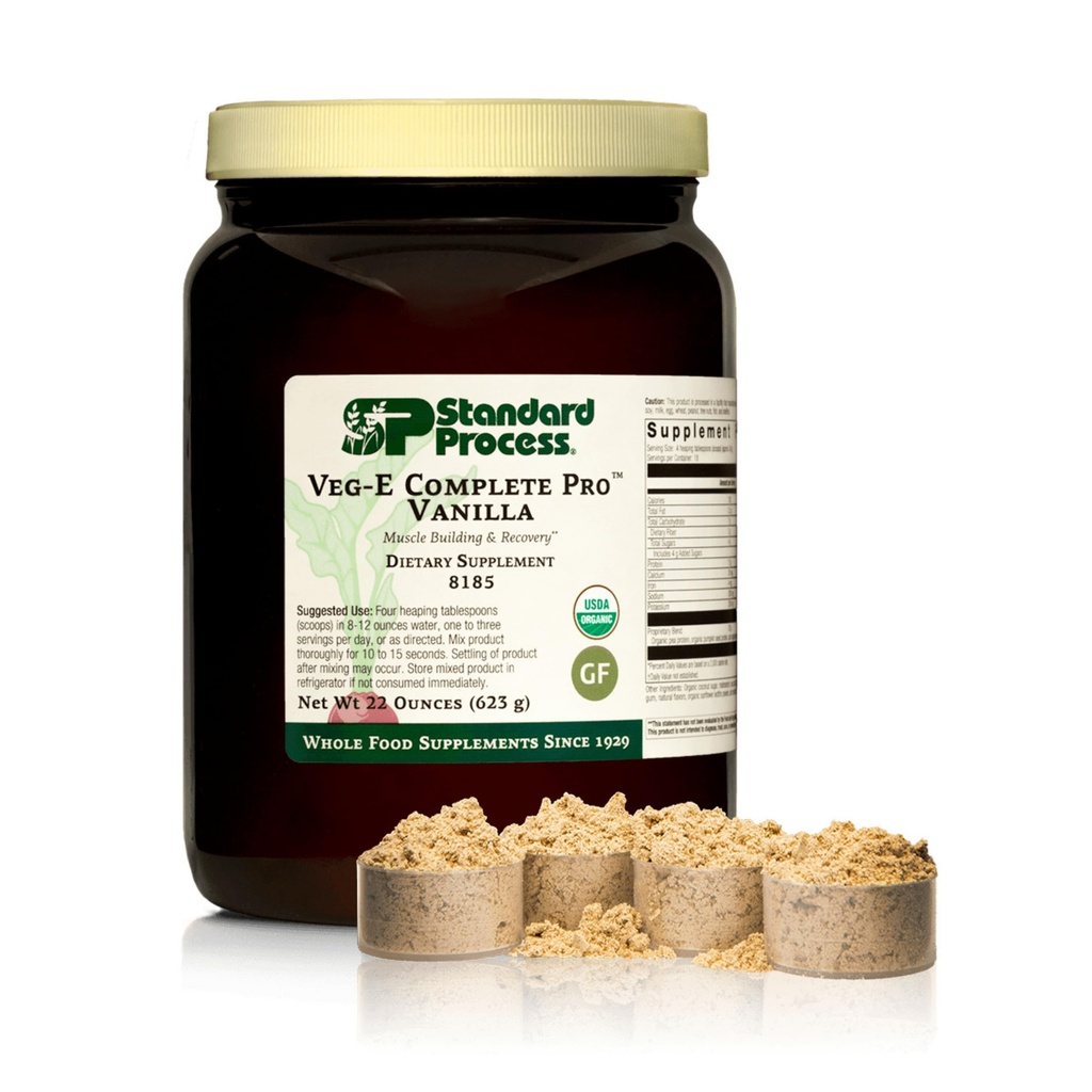 Standard Process Veg-E Complete Pro - Organic, Plant Based Protein Powder for Muscle Building & Recovery - Supports Hair, Skin & Nails - Vegan & Gluten-Free - Vanille, 18 Servers