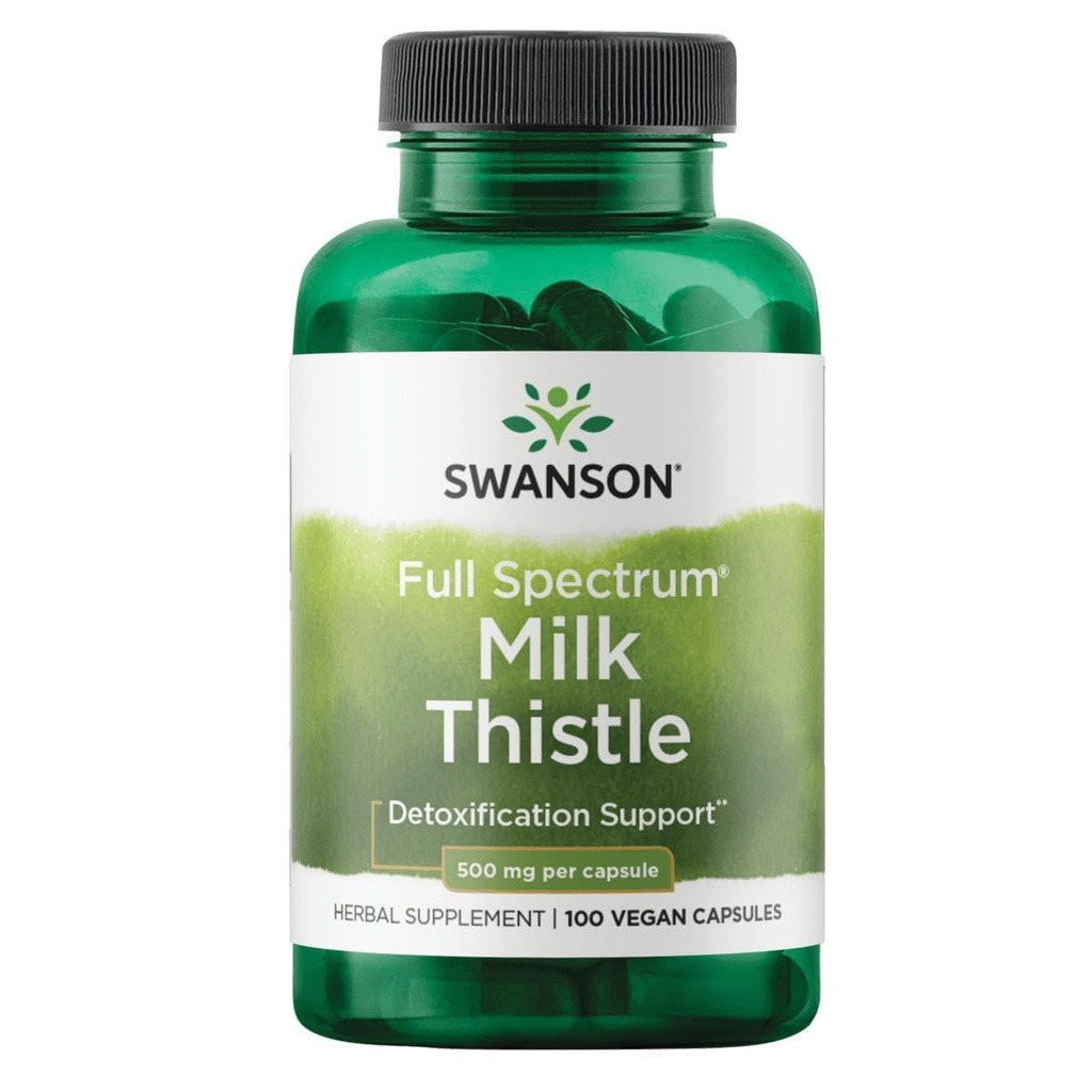 Swanson Lait à spectre complet Thistle foie Supplément santé pour les adultes qui cherchent la désintoxication naturelle et le soutien antioxydant - 500 mg (100 capsules véganes)