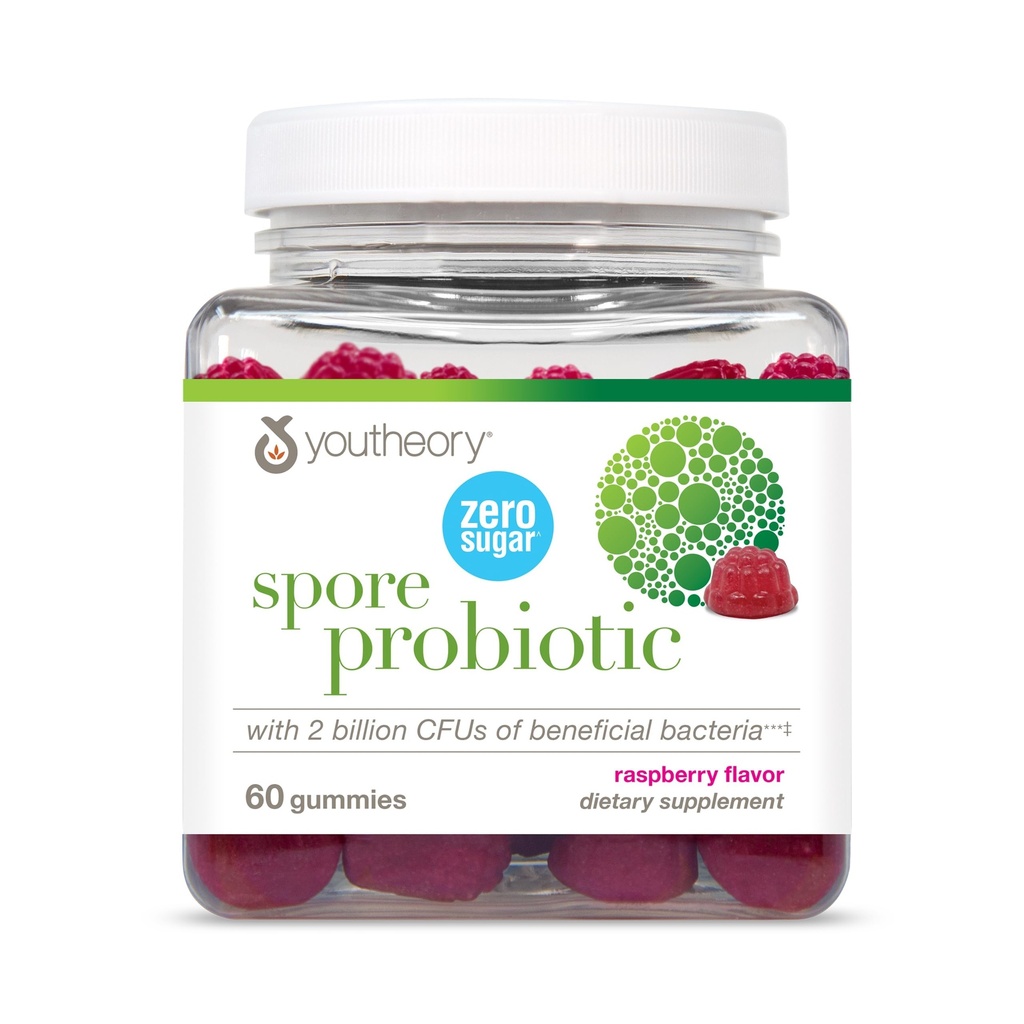 Youtheory Spore Probiotic - Vegan Gut & Digestief Ondersteuning* - Bevat Bacillus Coagulans - Dairy, Soy, & Gluten Free - 60 Gummies