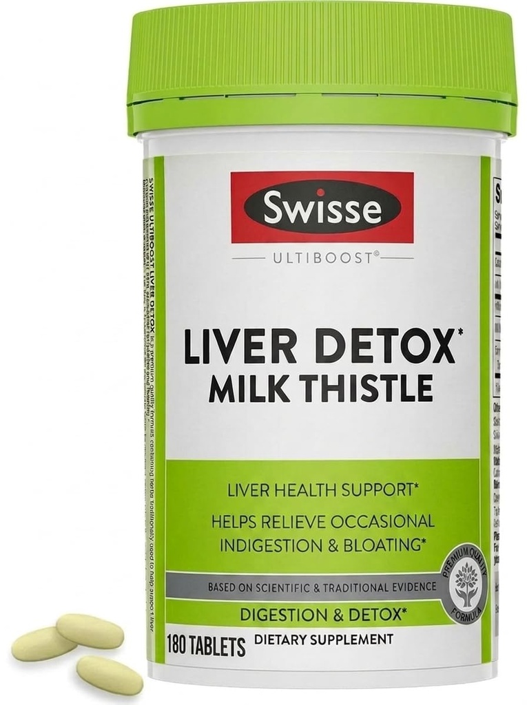 Swisse Milk Thistle Liver Cleanse Detox & Repareren & Repareren Lever Ontgiften & Lever Ondersteuning &amp; Melk Thistle + Kurkuma + Artichoke Extract 