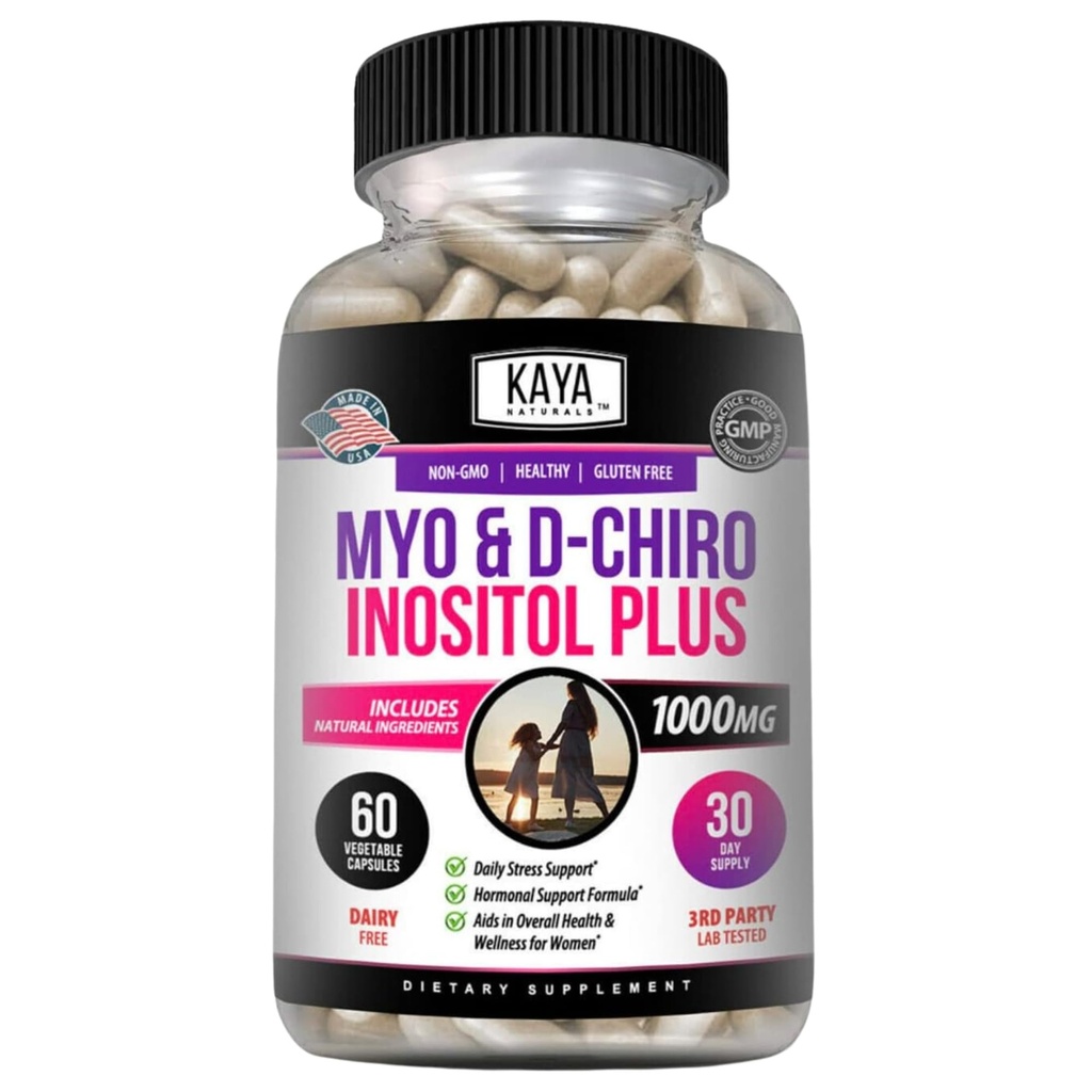 Kaya Naturals Myo & D-Chiro Inositol Plus ondersteuning voor vrouwen, vitamine B8-60 capsules