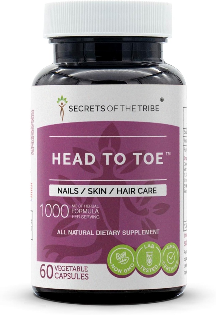Hoofd naar Toe 60 Capsules, 1000 mg, kamille, Witch Hazel, Pot Marigold, Turmeric, Stinging Nettle, Rosemary. Nagels/huid/haarverzorging (60 capsules)