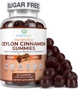 Suikervrije Ceylon Cinnamon Gummies (2.000 mg/Serving) Ceylon Cinnamon Supplement for Brain Health, Vegan, Gluten-Free, Replace Ceylon Cinnamon Capsules, Pillen, Poeder, Extract (60 Kauwen)
