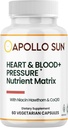 APOLLO SUN Heart and Blood+Pressure Supplement Nutriënt Matrix met Hawthorn Extract, Niacin, en COQ10, 60 Vegetarische Capsules