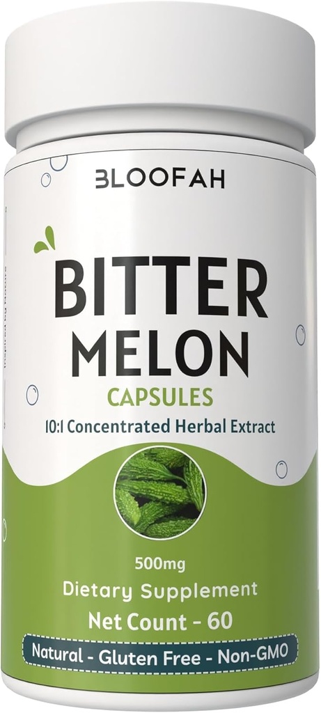 Capsules de fruits à mélons amers 500mg de Momordica charantia de 10:1 Extrait de Pure & Potent Supplément à base de plantes , sans OGM, sans gluten Certifié BPF Source durable (60 Nombre (paquet de 1))