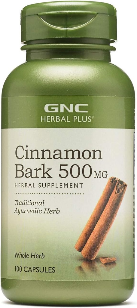 GNC Herbal Plus Cinnamon Bark 500mg supplement, Traditioneel Ayurvedisch Herb, 100 porties