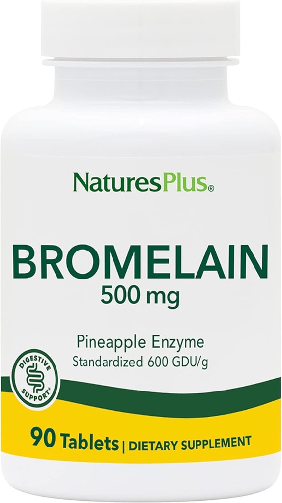 Natures Plus Bromelain - 500 mg, 90 Vegetarische tabletten - Natural Proteolytische Enzyme Supplement- Glutenvrije - 90 porties