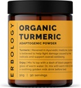 Erbologie Biologische Kurkumapoeder 3.2 oz - 90 porties - 5,5% Curcumine - Geen additieven of conserveringsmiddelen - Duurzaam geproduceerd Straight from Farm in India - Vegan - GGO-vrij