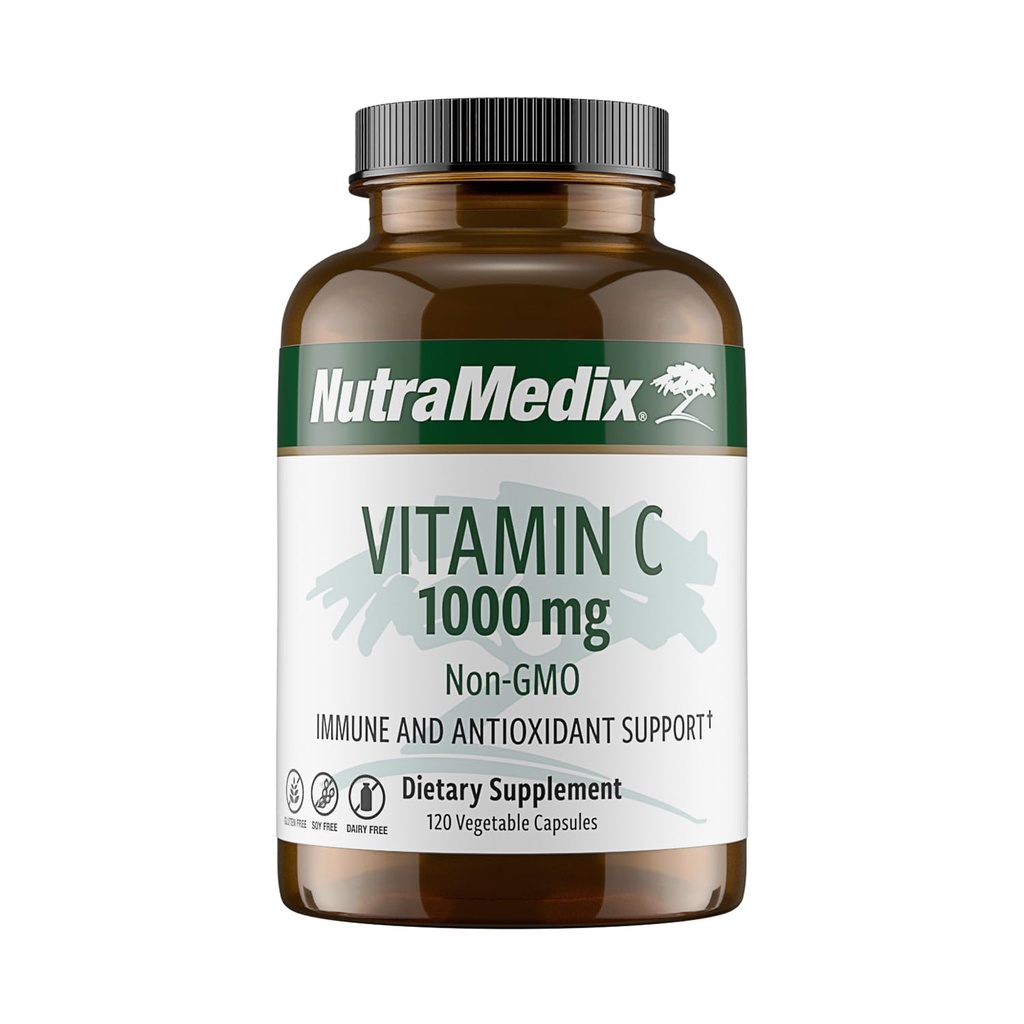 NutraMedix Vitamine C 1000mg - Antioxidanten Supplement voor Immune Support & Heart Health - Vitamine C van Ascorbinezuur - Vegan, Non-GMO (120 Vegetarische Capsules)